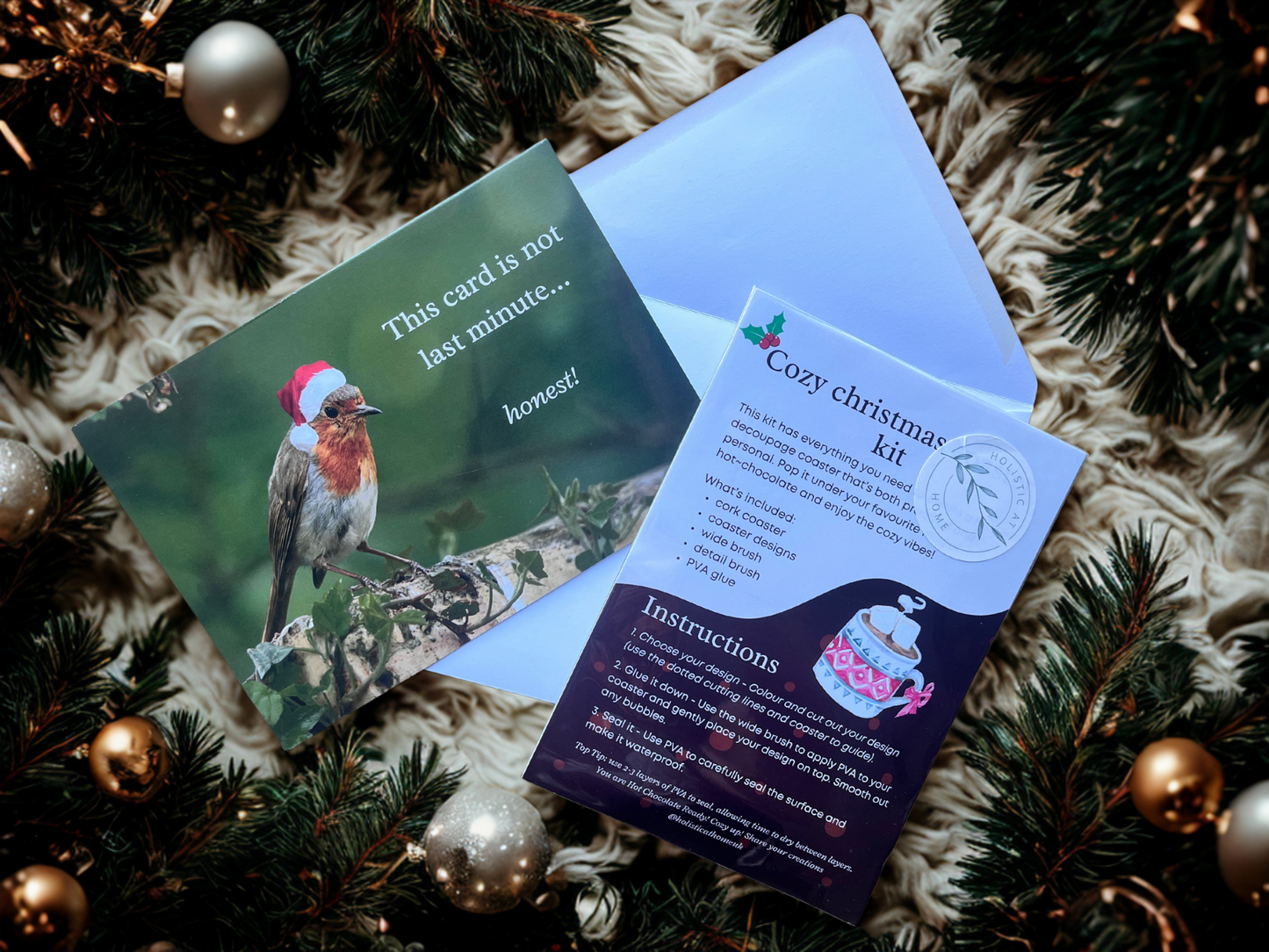 DIY xmas eve coaster making kit with Xmas Card