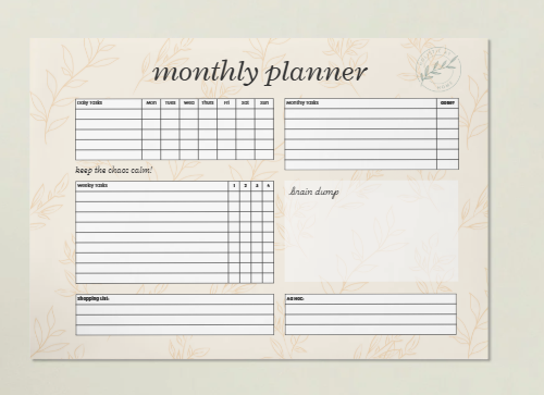 Monthly Planner - Digital Download