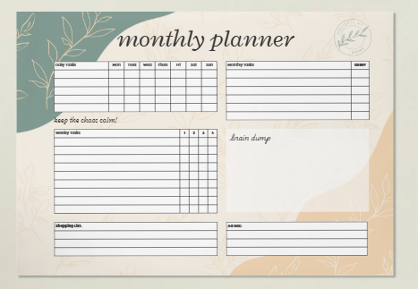 Monthly Planner - Digital Download