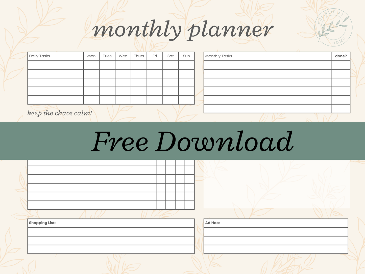 Monthly Planner - Digital Download