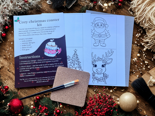 DIY xmas eve coaster making kit with Xmas Card