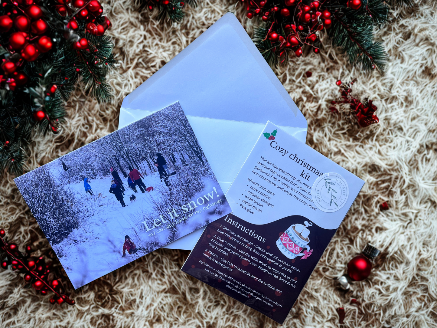 DIY xmas eve coaster making kit with Xmas Card