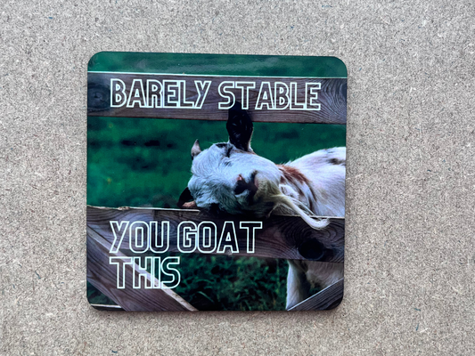 Barely Stable, you goat this... Coaster