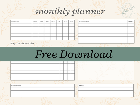 Monthly Planner - Digital Download